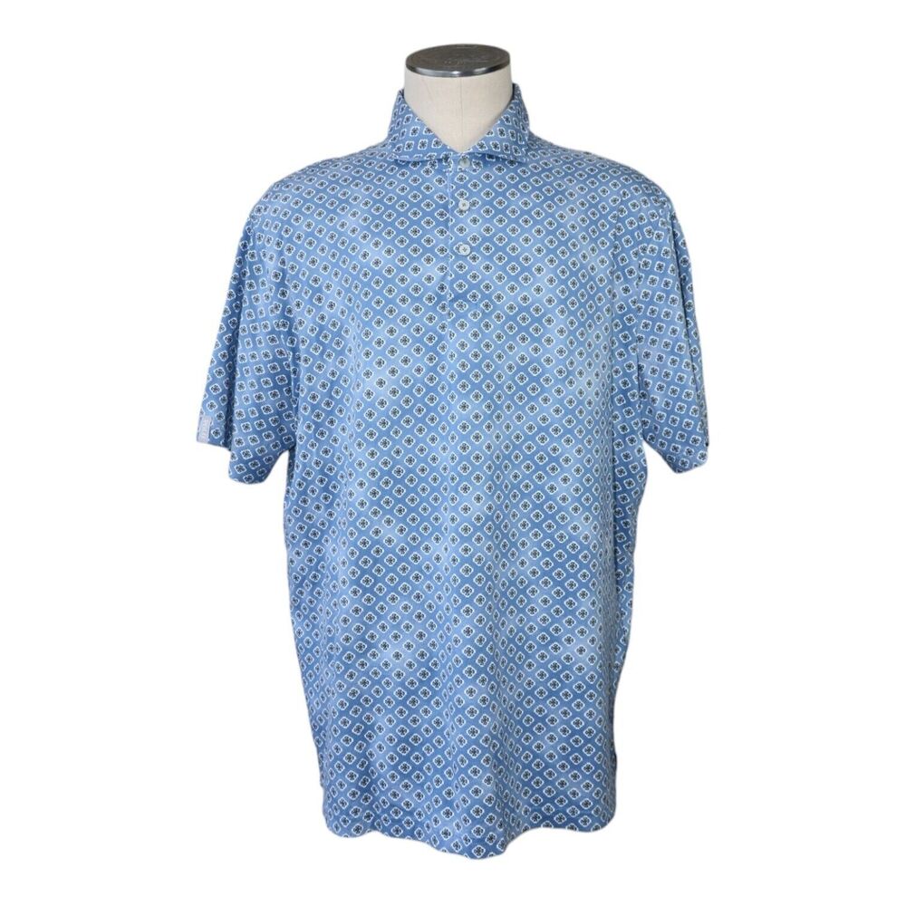Polo Ralph Lauren XL 100% Cotton Shirt Mens Light Blue Patterned Golf Preppy EUC
